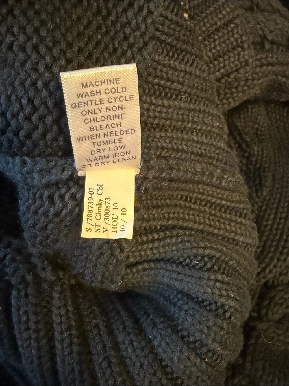 Banana Republic Black Cable Knit Button-Front Cardigan with Cream Trim